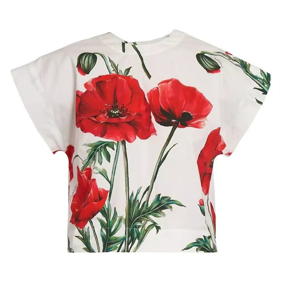 NWT Authentic Dolce&Gabbana Cap-Sleeve Poppy-Print Top size IT 40 - Picture 1 of 9